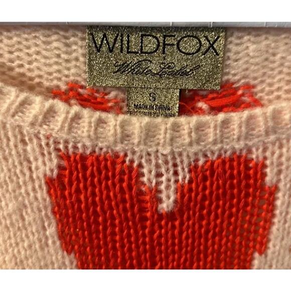 NEW! WILDFOX WHITE LABEL 'All Over Love' Lennon Sweater in PINK/ RED HEARTS (S) - Picture 11 of 11
